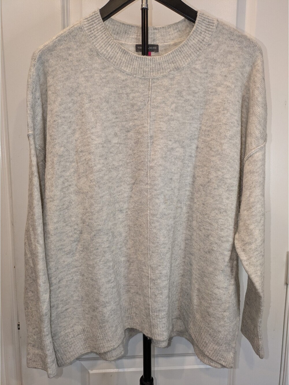 Vince Camuto M Gray Oversized Crewneck Sweater Drop Shoulder Tunic